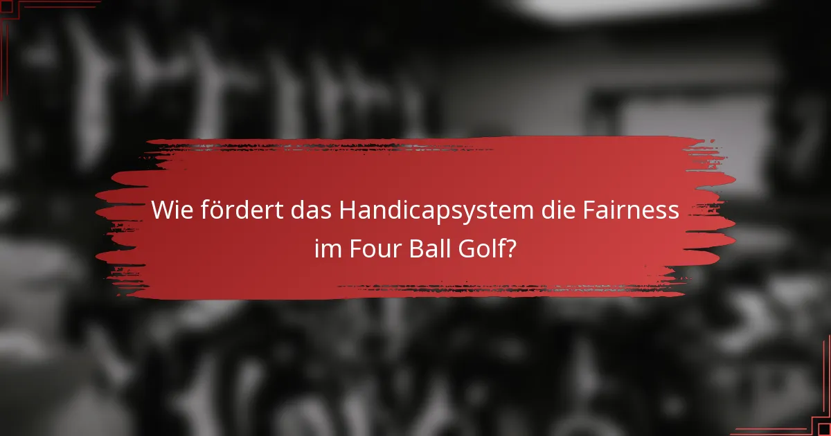Wie fördert das Handicapsystem die Fairness im Four Ball Golf?